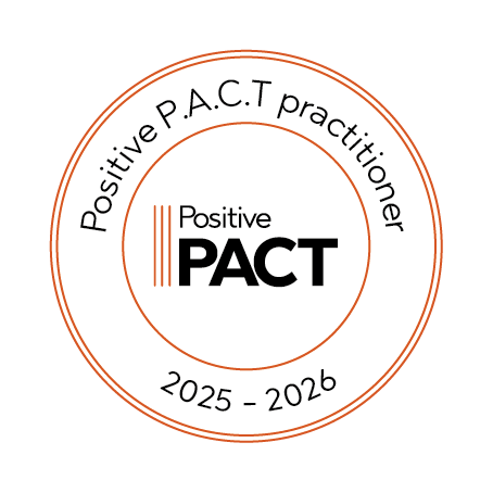 Positive PACT Logo Seal representing Positive P.A.C.T. practitioner for 2025-2026.